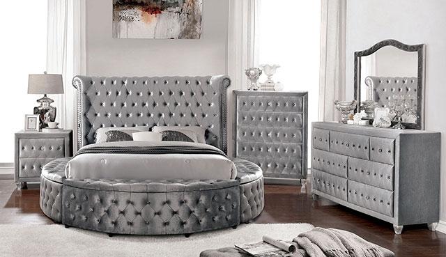 SANSOM E.King & Queen Bed, Black, Blue, & Grey - Olympia Furniture (Saint George, Utah)