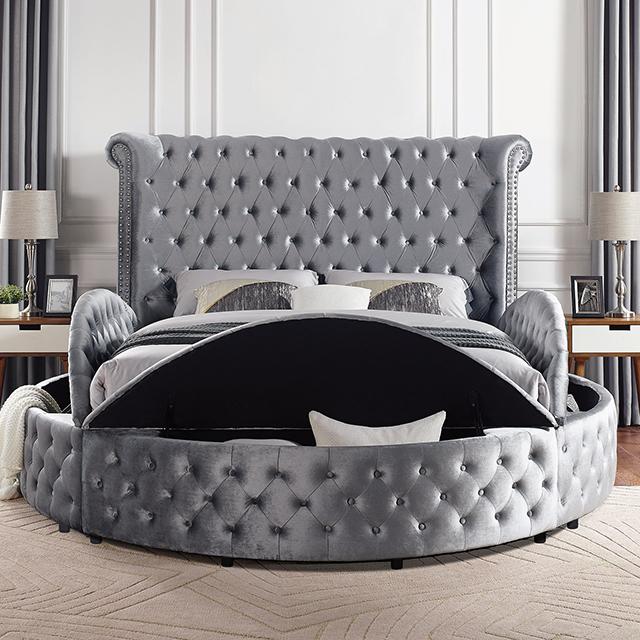 SANSOM E.King & Queen Bed, Black, Blue, & Grey - Olympia Furniture (Saint George, Utah)