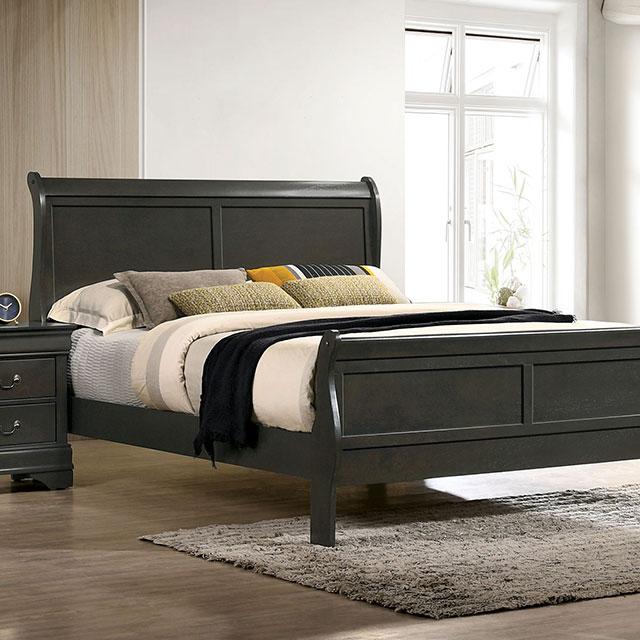 Louis Philippe E.King Bed Black, Cherry, & Gray - Olympia Furniture (Saint George, Utah)