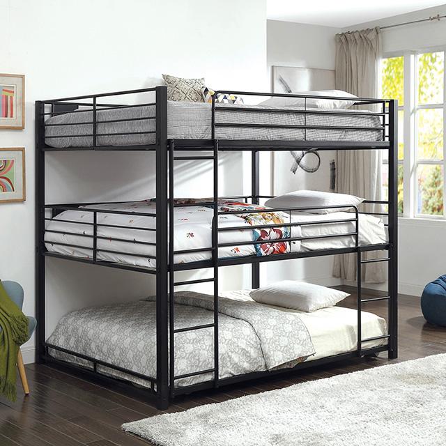 Olga I Sand Black Queen Triple Decker Bed - Olympia Furniture (Saint George, Utah)