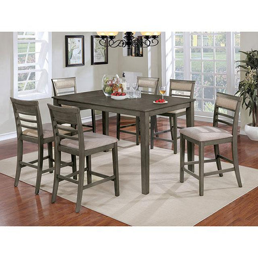 Fafnir Weathered Gray/Beige 7 Pc. Counter Ht. Table Set - Olympia Furniture (Saint George, Utah)