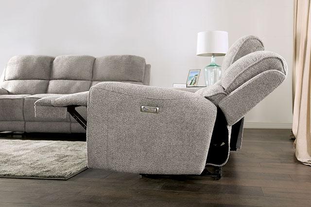 MORCOTE Power Recliner, Light Gray - Olympia Furniture (Saint George, Utah)
