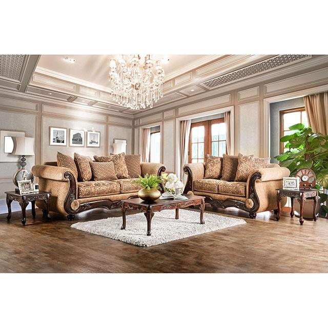 NICANOR Tan/Gold Love Seat - Olympia Furniture (Saint George, Utah)
