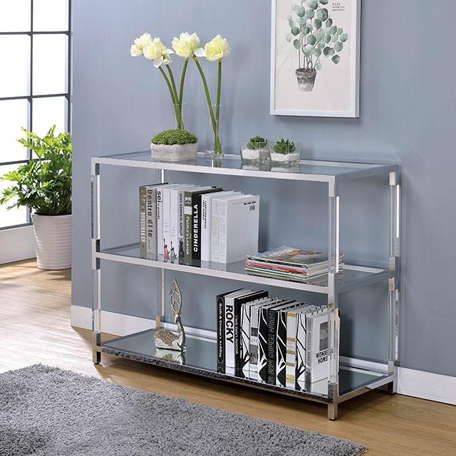 Ludvig Chrome/Clear Sofa Table - Olympia Furniture (Saint George, Utah)