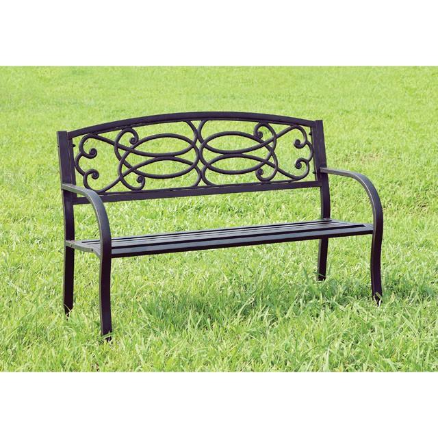 POTTER Black Patio Steel Bench - Olympia Furniture (Saint George, Utah)