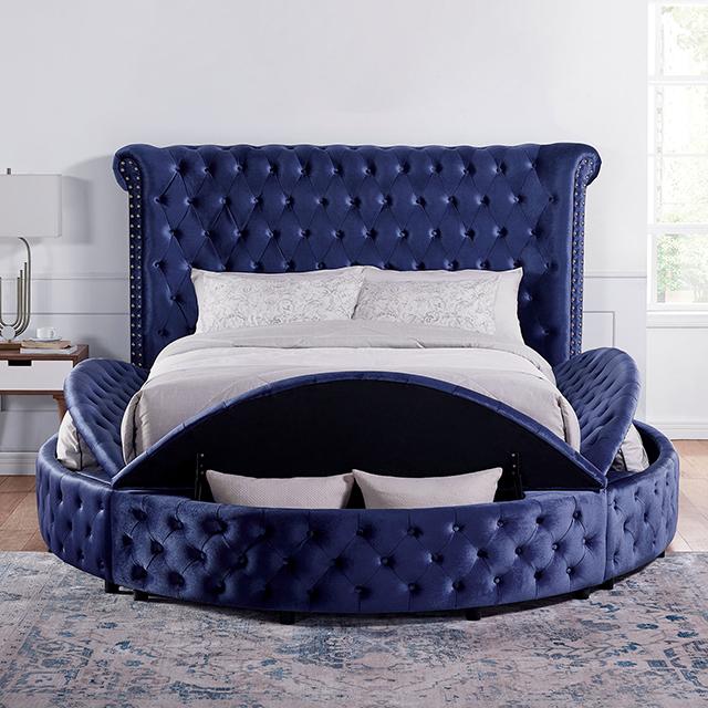 SANSOM E.King & Queen Bed, Black, Blue, & Grey - Olympia Furniture (Saint George, Utah)