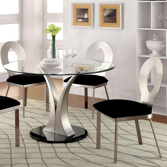 VALO Silver/Black Round Dining Table - Olympia Furniture (Saint George, Utah)