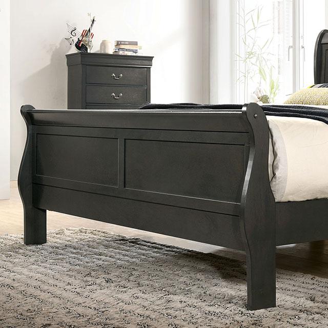 Louis Philippe Cal.King Bed Black & Grey - Olympia Furniture (Saint George, Utah)