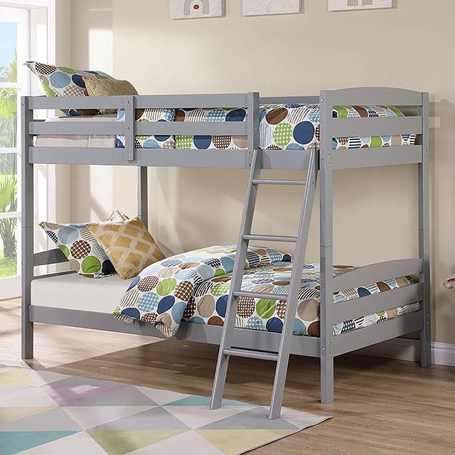 Candice Twin/Twin Bunk Bed White & Gray - Olympia Furniture (Saint George, Utah)