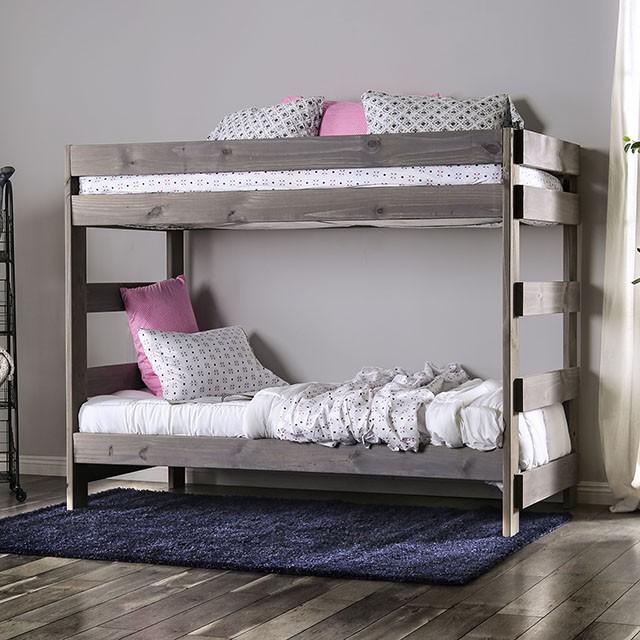 Arlette Twin/Twin Bunk Bed Brown, Black, Gray, & White - Olympia Furniture (Saint George, Utah)