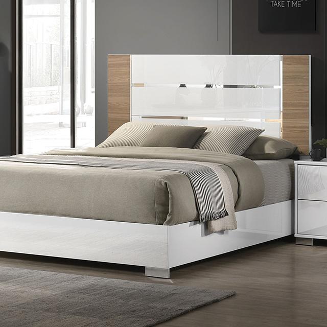ERLANGEN Cal.King & E.King Bed, White/Natural - Olympia Furniture (Saint George, Utah)