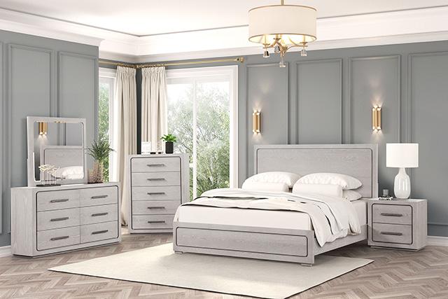 Crowthorne E.King & Queen Bed Grey & White - Olympia Furniture (Saint George, Utah)