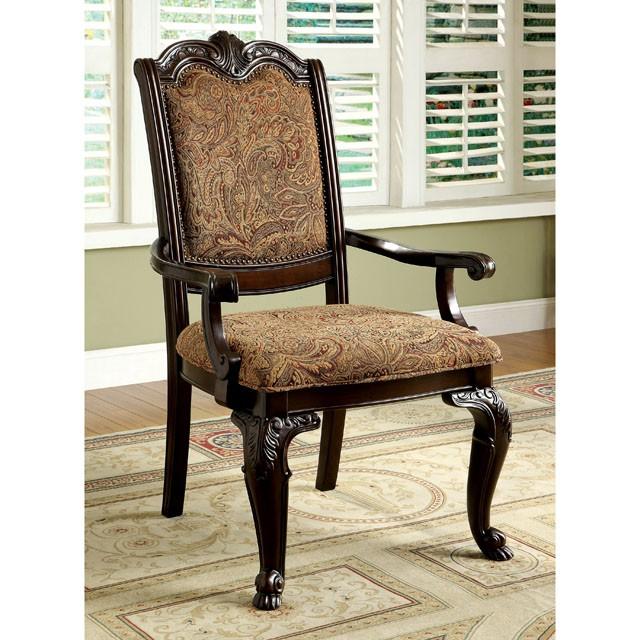 BELLAGIO Brown Cherry/Pattern Fabric Arm Chair (2/CTN) - Olympia Furniture (Saint George, Utah)