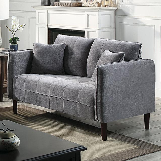 LYNDA Loveseat w/ Pillows, Dark Gray - Olympia Furniture (Saint George, Utah)