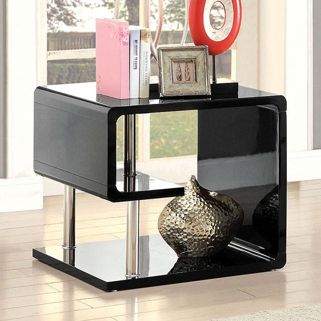 Ninove Black/Chrome End Table - Olympia Furniture (Saint George, Utah)