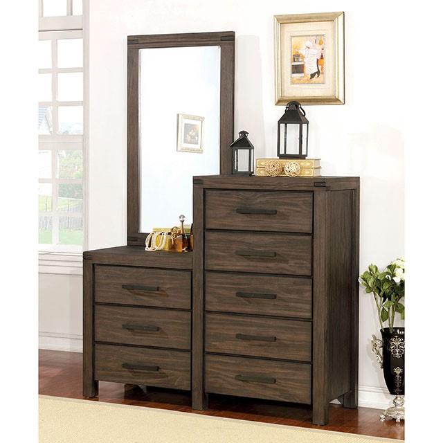 Rexburg Wire-Brushed Rustic Brown 8-Drawer Dresser Mirror - Olympia Furniture (Saint George, Utah)