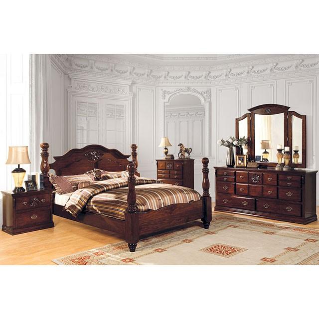 Tuscan II Glossy Dark Pine Cal.King, E.King, & Queen Bed - Olympia Furniture (Saint George, Utah)