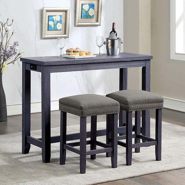 CAERLEON 3 Pc. Counter Ht. Table Set, Blue - Olympia Furniture (Saint George, Utah)