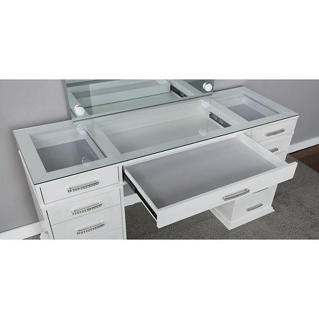 Valentina Vanity Set White & Dark Gray - Olympia Furniture (Saint George, Utah)