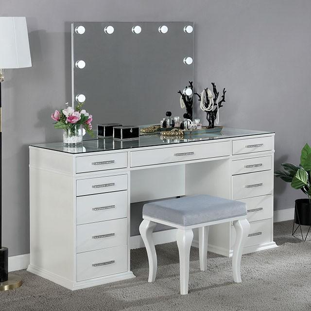 Valentina Vanity Set White & Dark Gray - Olympia Furniture (Saint George, Utah)