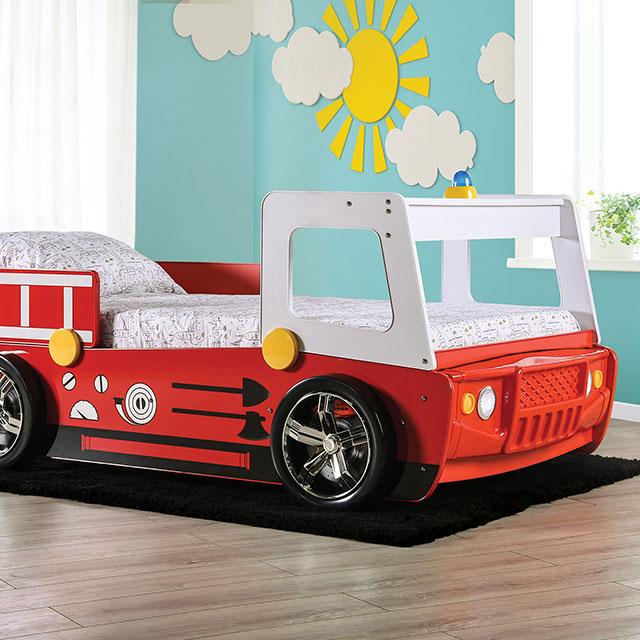FIERSTALL Twin Bed, Red - Olympia Furniture (Saint George, Utah)