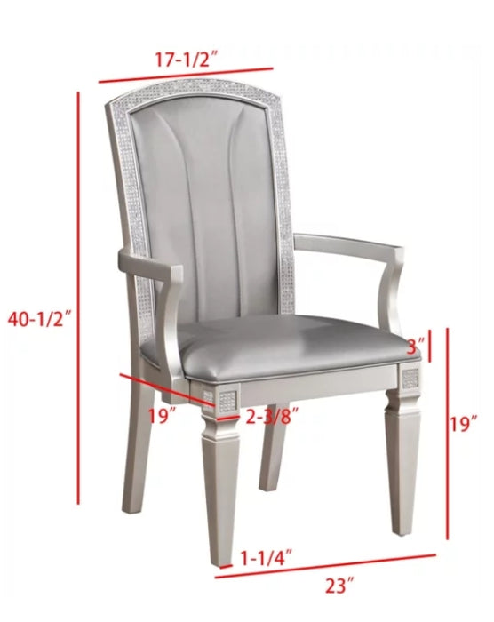 Crown Mark Klina Glam Dining Arm Chair in Light Gray (Set of 2) - Olympia Furniture (Saint George, Utah)