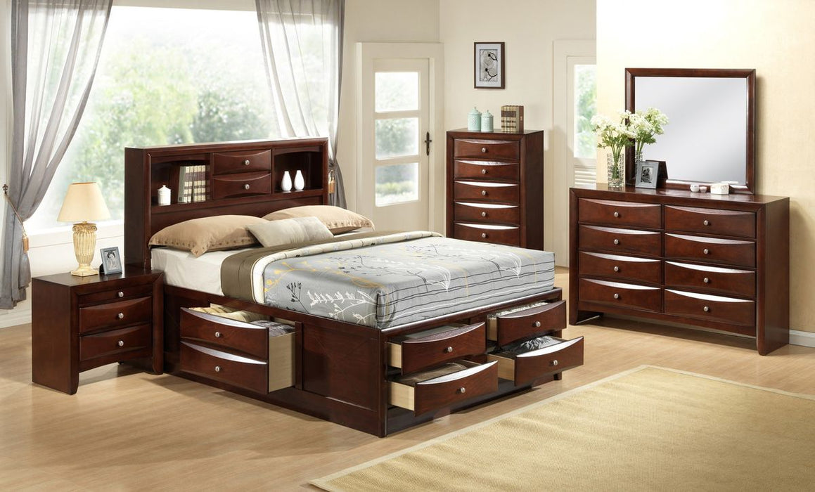 Crown Mark Furniture Emily Captain's King Bed in Rich Cherry - Olympia Furniture (Saint George, Utah)