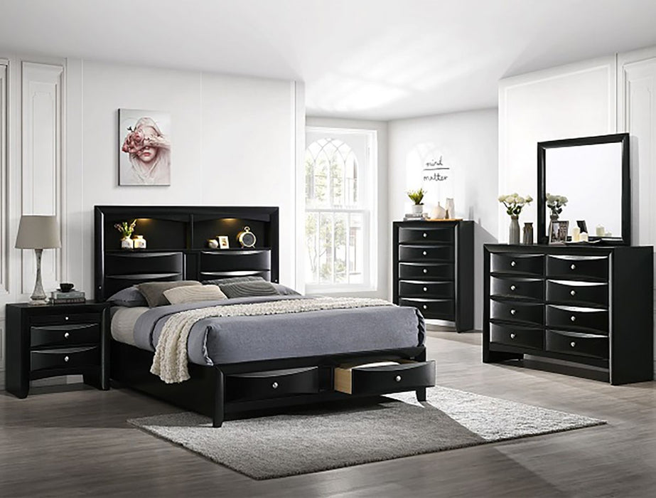 Crown Mark Furniture Fallon Queen Platform Bed with Storage in Black B4288-Q - Olympia Furniture (Saint George, Utah)