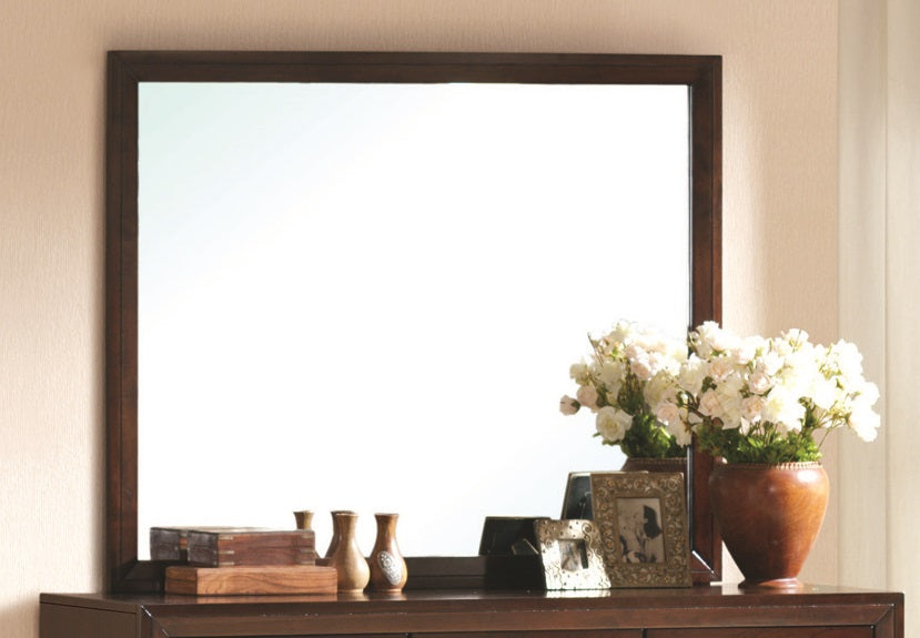 Crown Mark Furniture Evan Dresser Mirror in Warm Brown