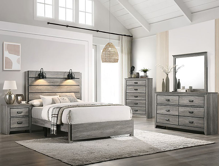 Crown Mark Furniture Carter Queen Platform Bed in Gray - Olympia Furniture (Saint George, Utah)