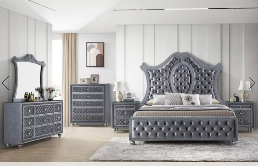 Crown Mark Furniture Voltare Queen Bed in Dark Grey - Olympia Furniture (Saint George, Utah)
