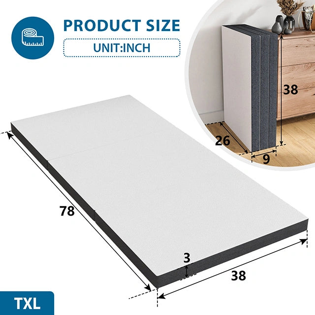 Hollyhock 3" Tri-Fold Memory Foam Topper