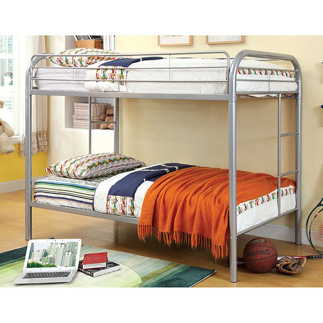 Rainbow Twin/Twin Bunk Bed Black, Silver, & White - Olympia Furniture (Saint George, Utah)