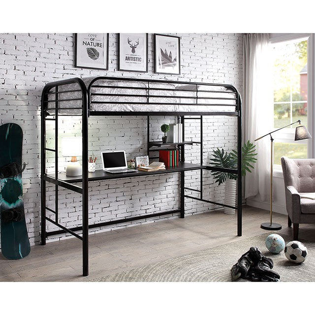 Opal Iii Black & Silver Twin Loft Bed - Olympia Furniture (Saint George, Utah)