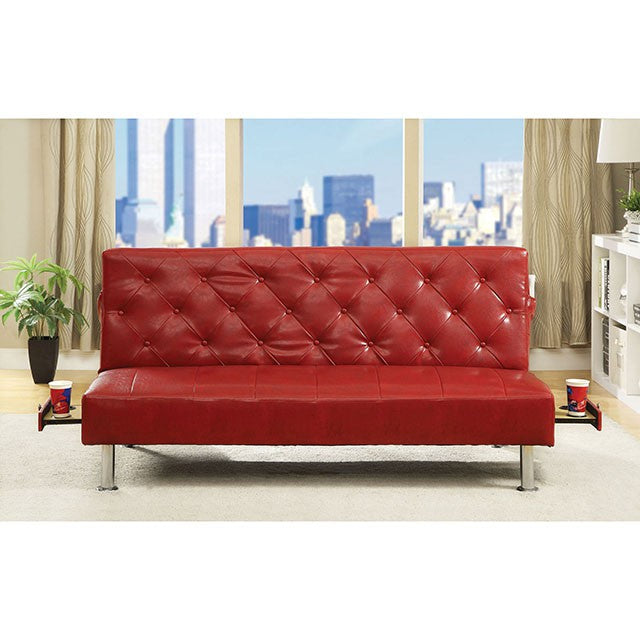 Farel Futon Sofa Red & White - Olympia Furniture (Saint George, Utah)
