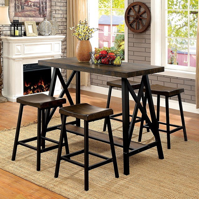 Lainey Weathered Medium Oak/Black Counter Ht. Table - Olympia Furniture (Saint George, Utah)