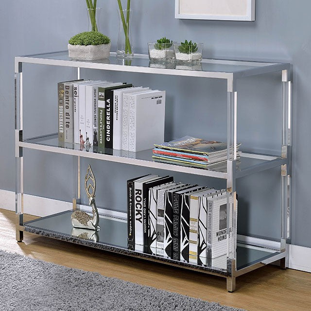 Ludvig Chrome/Clear Sofa Table - Olympia Furniture (Saint George, Utah)