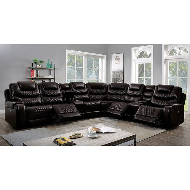 Mariah Power Sectional w/ Recliner Brown - Olympia Furniture (Saint George, Utah)
