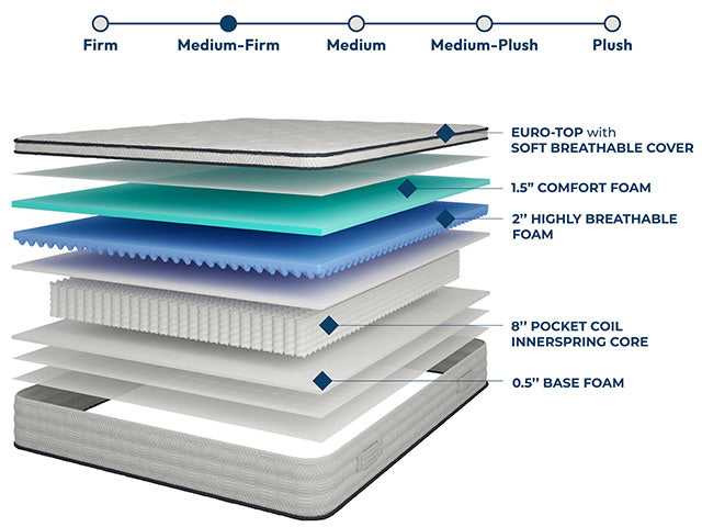 Salvia 12" Queen Hybrid Pocket Coil Mattress - Olympia Furniture (Saint George, Utah)
