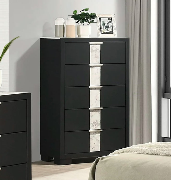 Crown Mark Furniture Rangley 5 Drawer Chest in Black - Olympia Furniture (Saint George, Utah)
