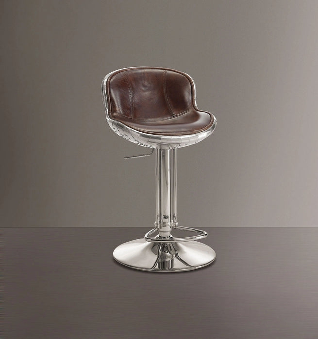 Acme Furniture Brancaster Adjustable Armless Swivel Stool in Vintage Brown (Set of 2) 96556
