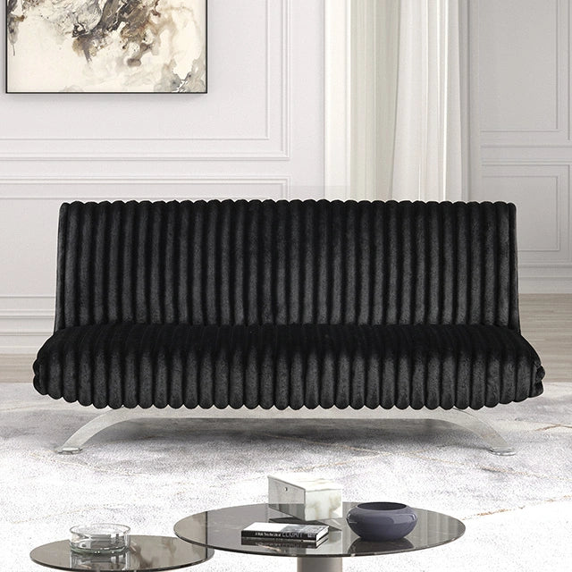 Villeneuve Futon Sofa Bed Black, Pink, & Grey