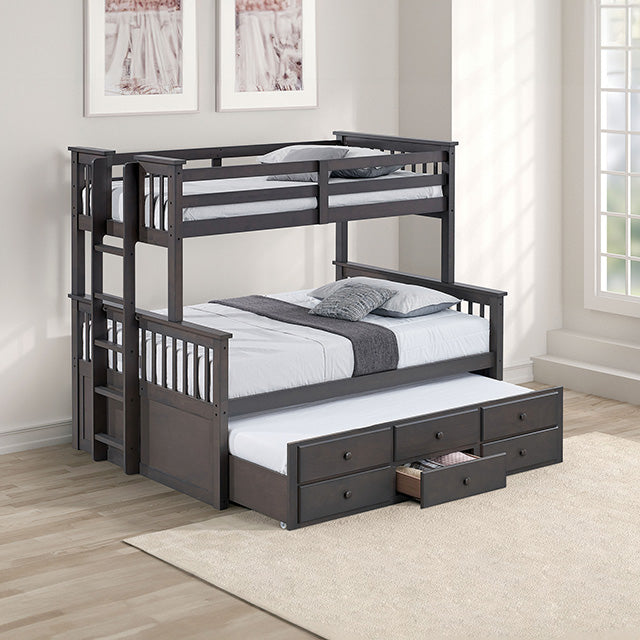 University Twin/Full Bunk Bed Grey, Walnut, & White - Olympia Furniture (Saint George, Utah)