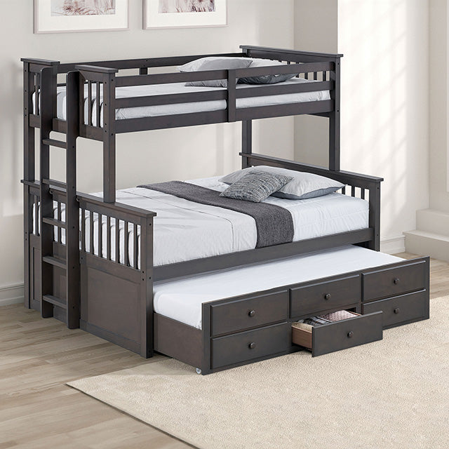 University Twin/Full Bunk Bed Grey, Walnut, & White - Olympia Furniture (Saint George, Utah)