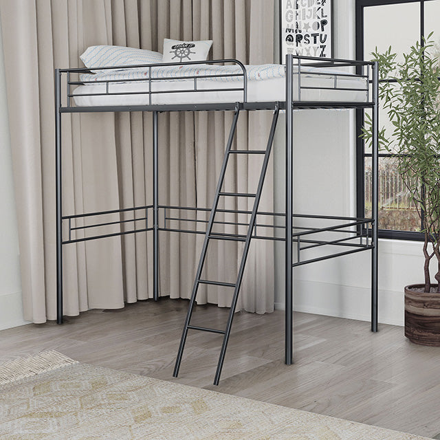 Myles Twin Loft Bed White, Silver & Black - Olympia Furniture (Saint George, Utah)