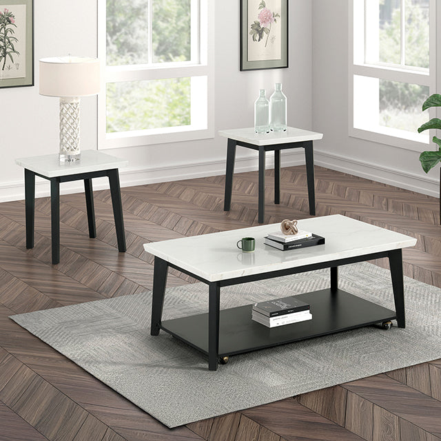 Thisted Rectangle Marble Coffee Table w/ Casters - Olympia Furniture (Saint George, Utah)
