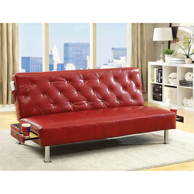 Farel Futon Sofa Red & White - Olympia Furniture (Saint George, Utah)