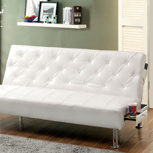 Farel Futon Sofa Red & White - Olympia Furniture (Saint George, Utah)