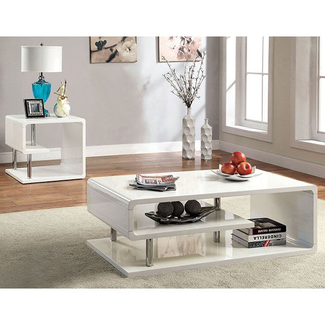 Ninove I White/Chrome Coffee Table - Olympia Furniture (Saint George, Utah)