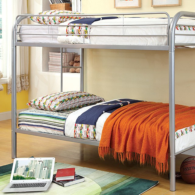 Rainbow Twin/Twin Bunk Bed Black, Silver, & White - Olympia Furniture (Saint George, Utah)